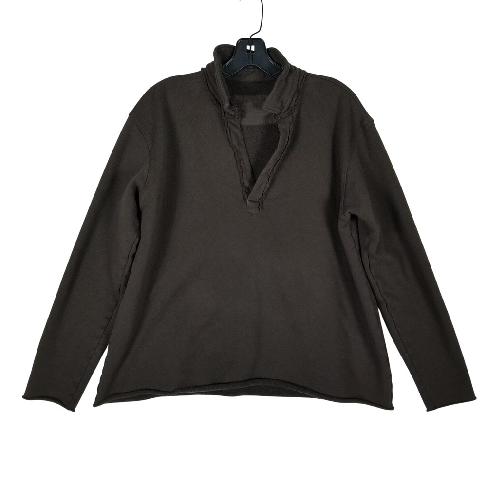 Frank & Eileen Tee Lab Sweatshirt Women S Brown Cotton Raw Hem Pullover LAB510TF